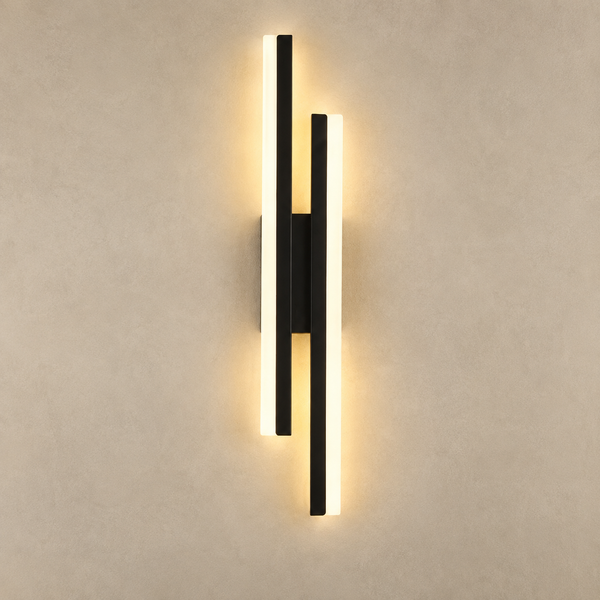 Applique murale salon LED design, métal noir ou or, 50 cm