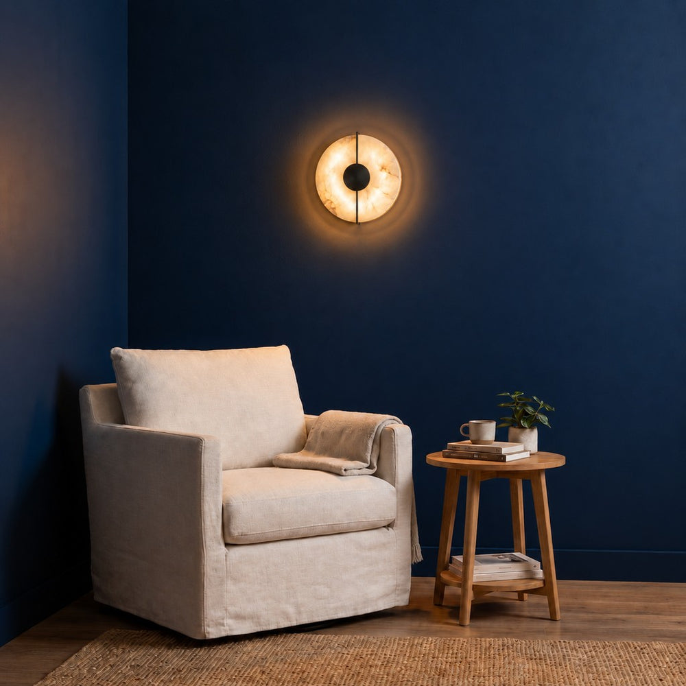 Applique murale chambre en marbre, pierre naturelle, blanc albâtre - alba noir salon mur bleu #noir