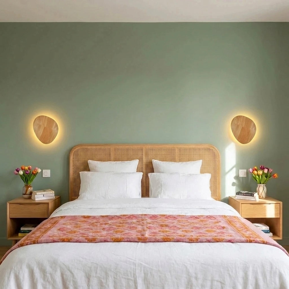 Applique murale chambre en bois, ronde, style nordique - bois ovale 05 chambre vert sauge #ovale