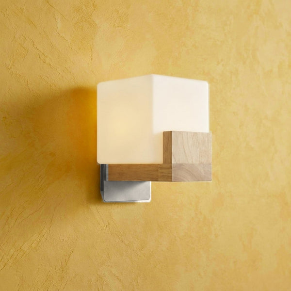 Applique murale salon en bois carrée, LED 3 températures G9