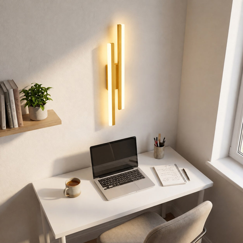 Applique murale salon LED design en métal, 50 cm - db bureau vu d en haut or miroir #or #droite