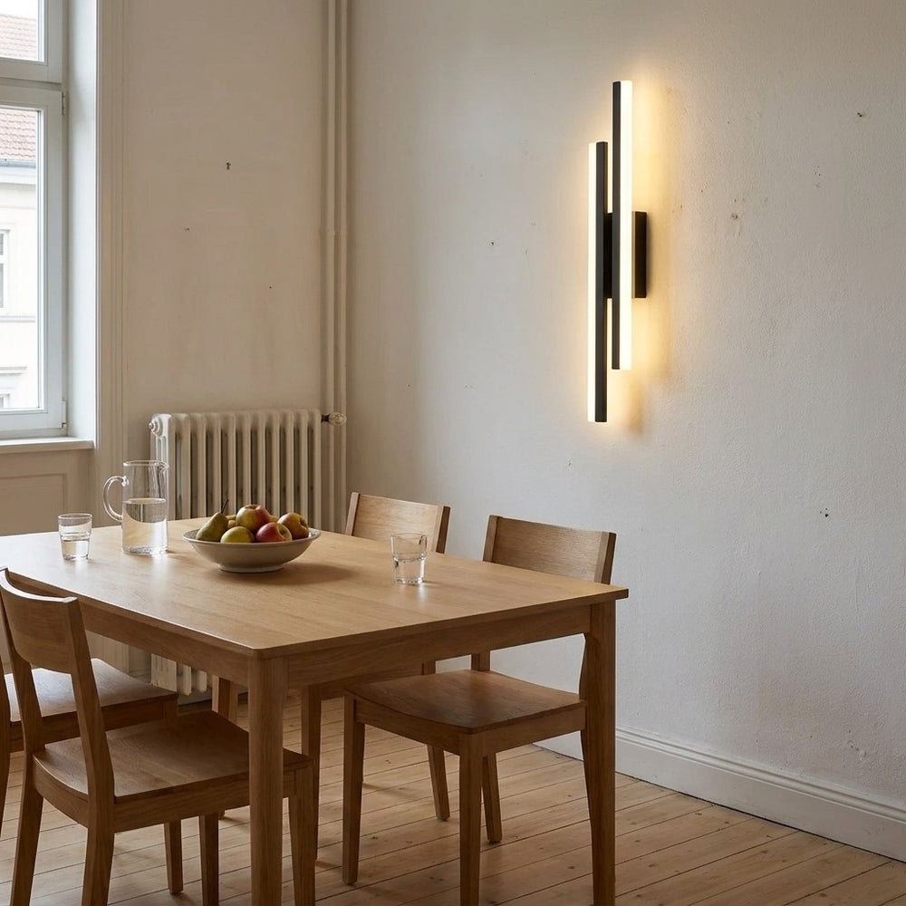 Applique murale salon LED design en métal, 50 cm - db coin repas miroir #noir #droite