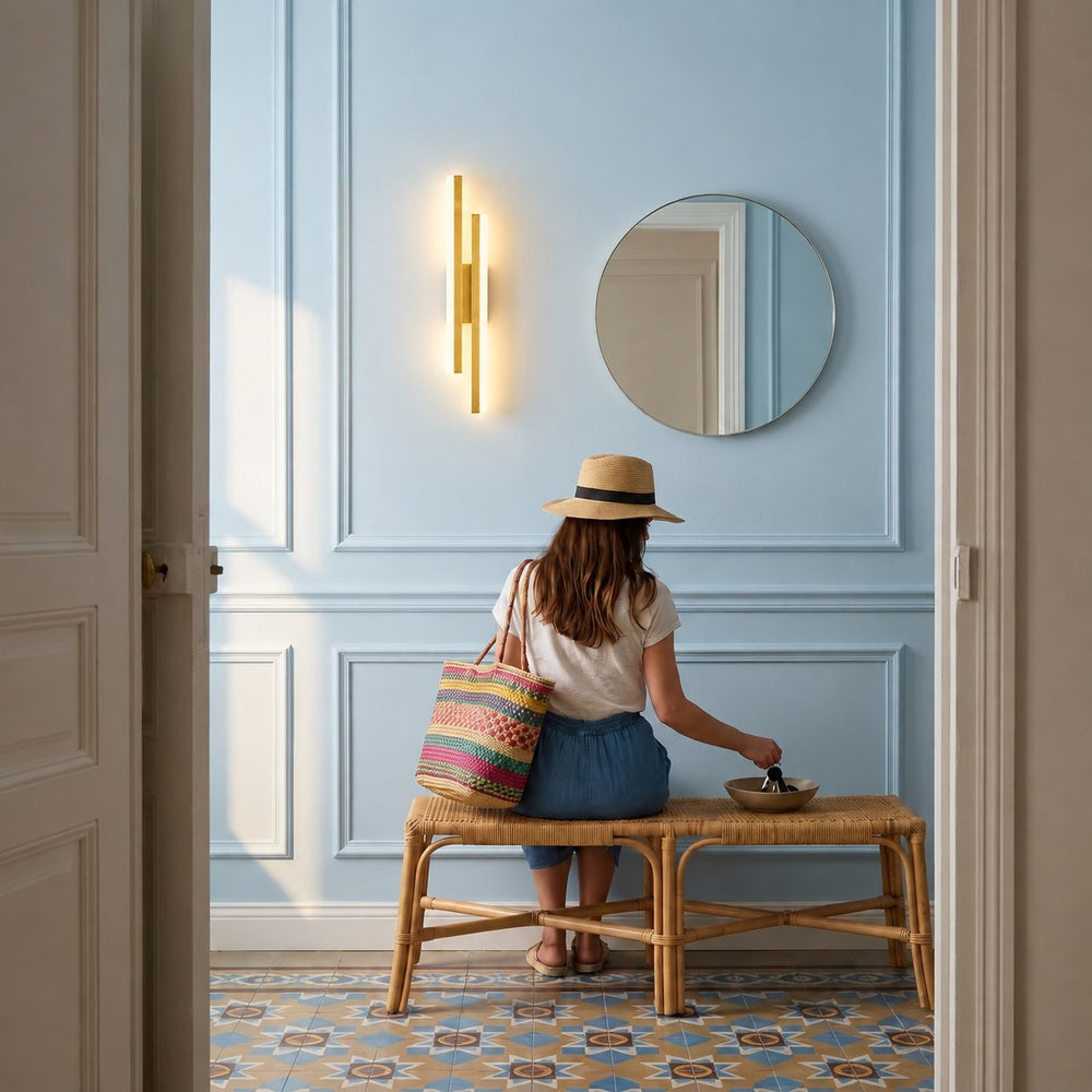 Applique murale salon LED design en métal, 50 cm - db entree carreaux ciment or #or #gauche