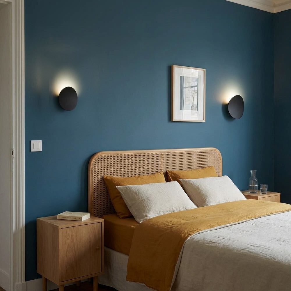 Applique murale intérieur LED en aluminium, design moderne - galet noir 05 chambre bleu canard #noir