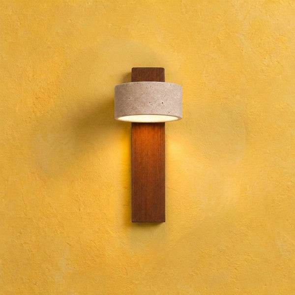 Applique murale chambre travertin et noyer, tête orientable