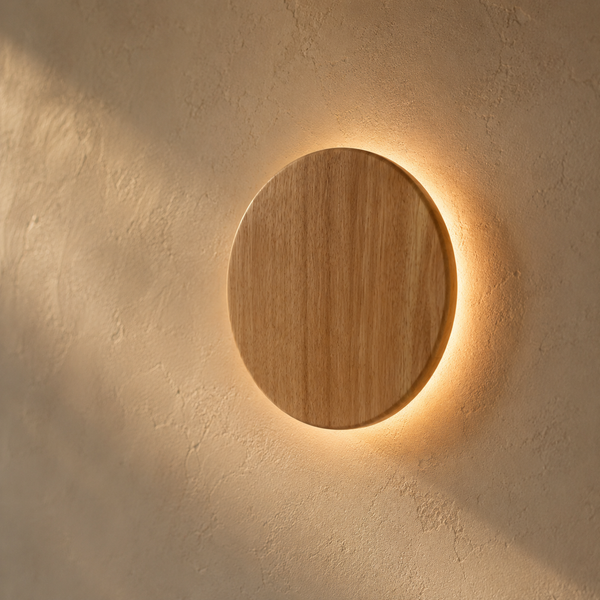 Applique murale chambre en bois, ronde, style nordique