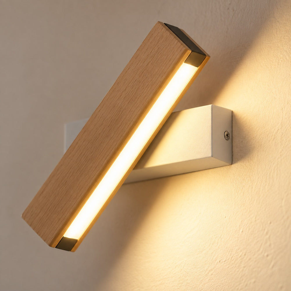 Applique murale chambre, liseuse en bois LED, tête pivotante - pivotante bois dessous en detail #blanc #21-cm