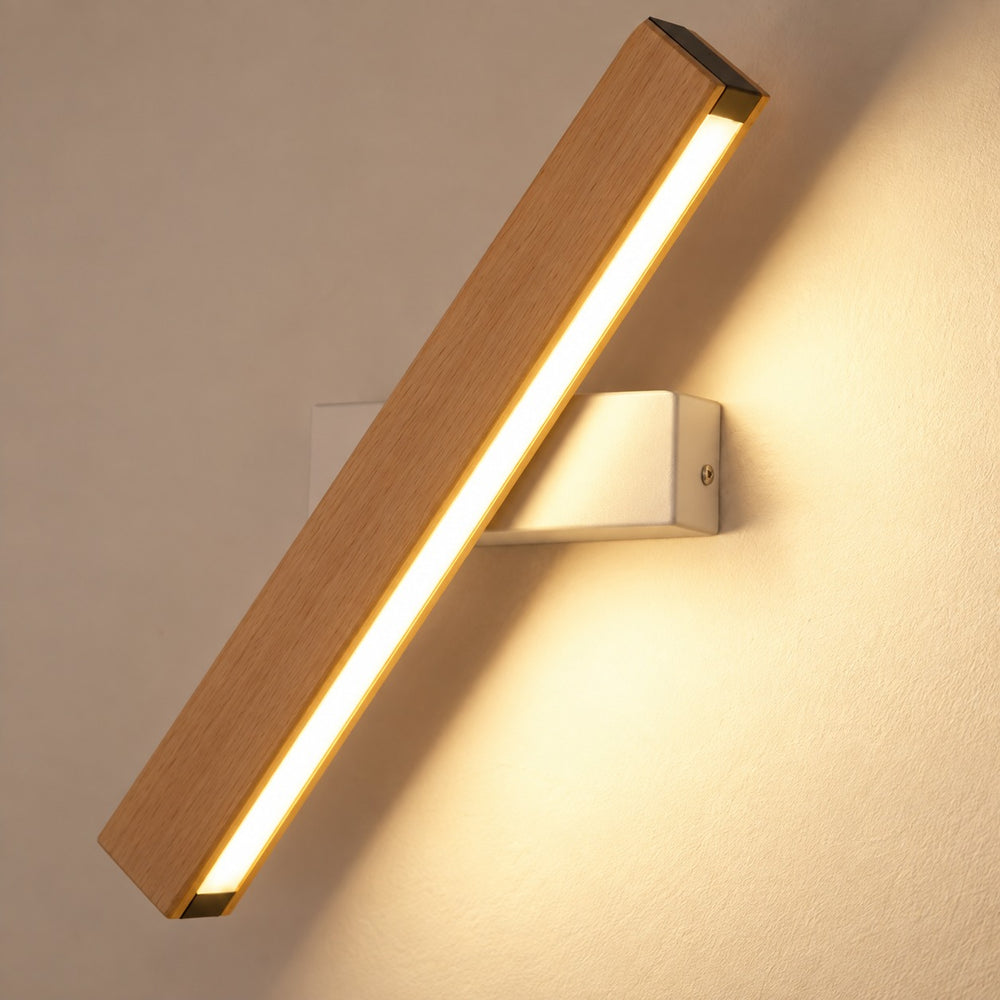 Applique murale chambre, liseuse en bois LED, tête pivotante - pivotante bois dessous en detail #blanc #31-cm