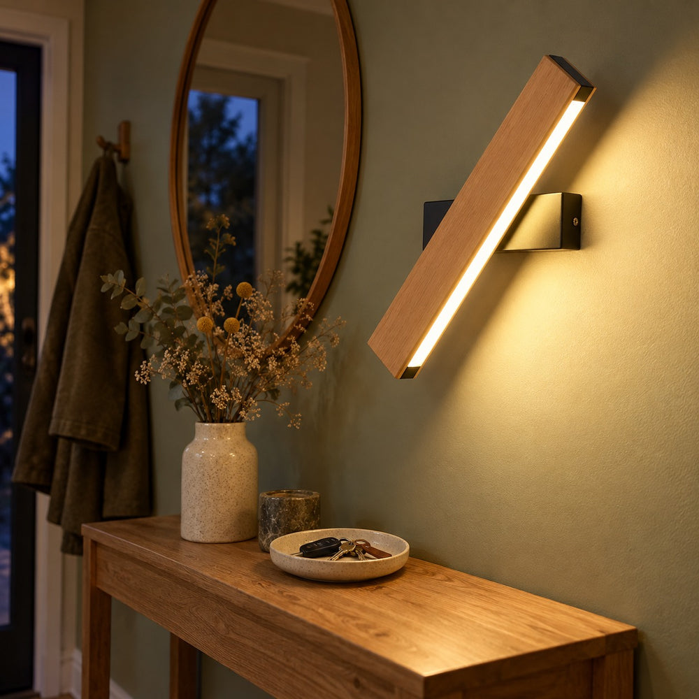 Applique murale chambre, liseuse en bois LED, tête pivotante - pivotante bois entree #noir #31-cm