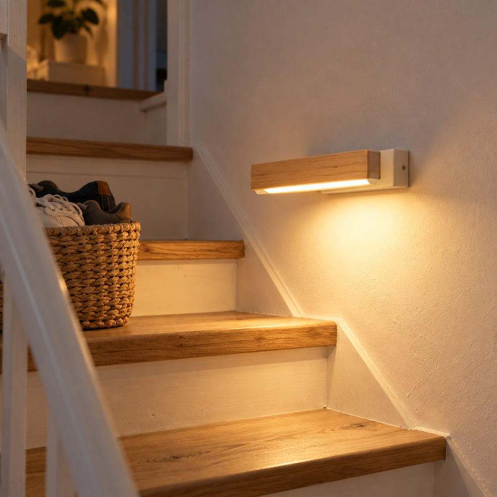 Applique murale chambre, liseuse en bois LED, tête pivotante - pivotante bois escalier #blanc #21-cm