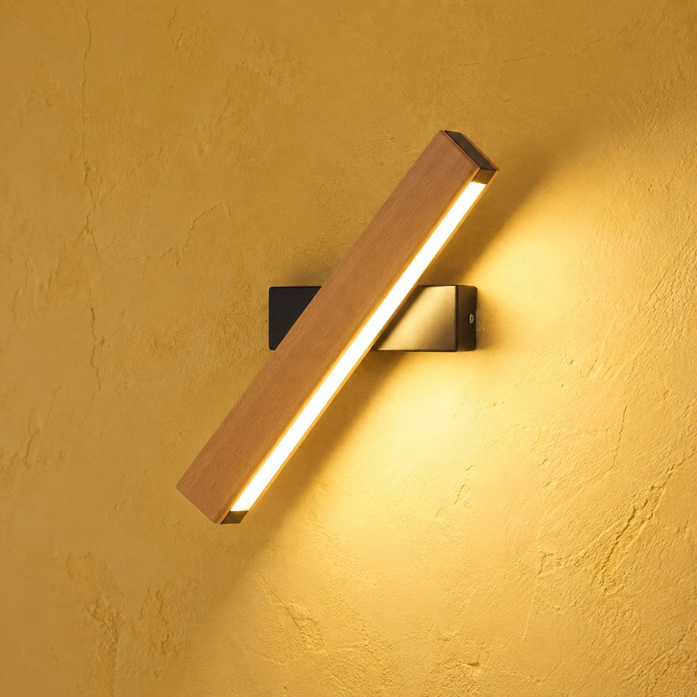 Applique murale chambre, liseuse en bois LED, tête pivotante - pivotante bois mur jaune classique #noir #31-cm