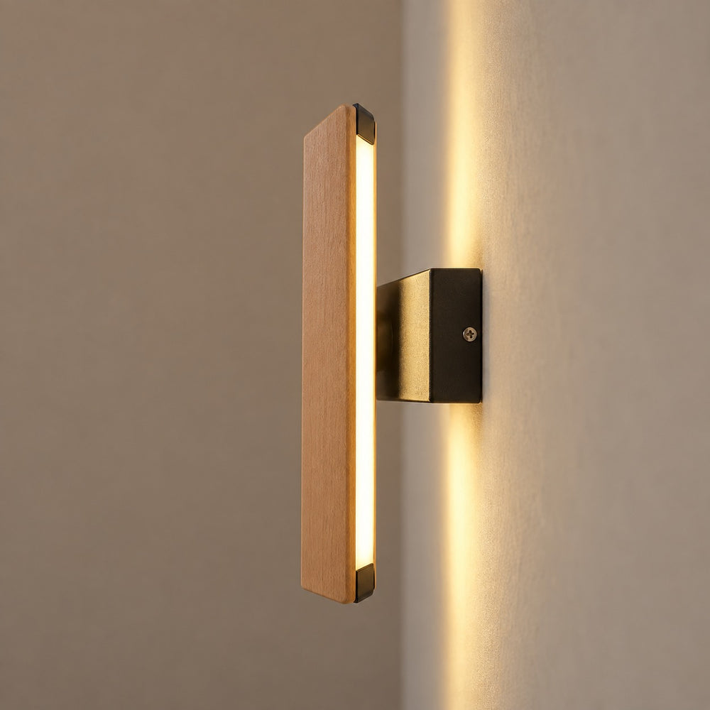Applique murale chambre, liseuse en bois LED, tête pivotante - pivotante bois vrai profil #noir #21-cm