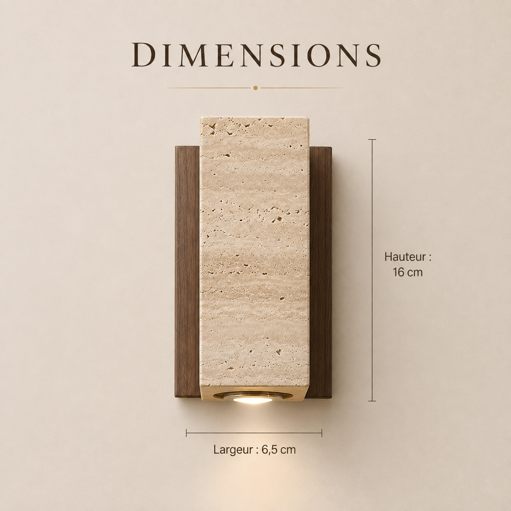 Dimensions : hauteur 16 cm, largeur 6,5 cm #carre-socle-noyer