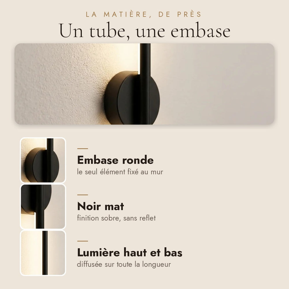Applique murale chambre sans fil rechargeable, LED - sansfil n80 03c matiere #noir-80-cm