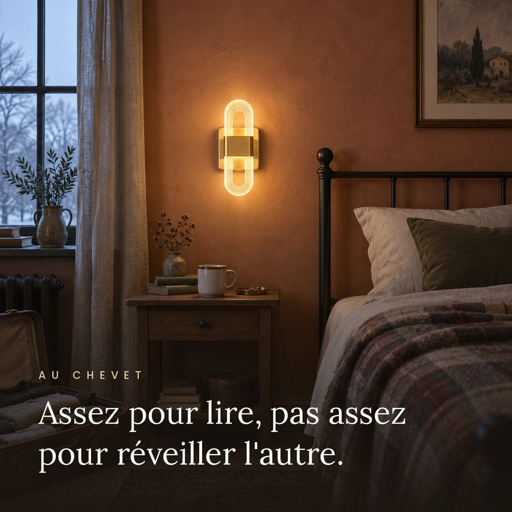 Applique murale chambre tête de lit LED, lumière chaude - v8 au chevet assez pour lire #dore
