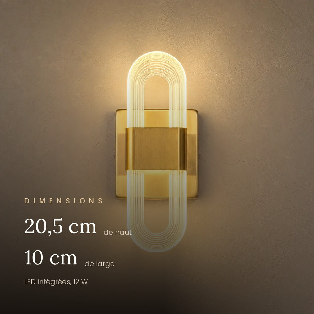Applique murale chambre tête de lit LED, lumière chaude - v8 dimensions 20 5 cm de haut #dore
