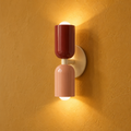 Applique murale double cylindre bordeaux et rose