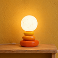 Lampe à poser galets empilés en céramique, globe effet lune #orange