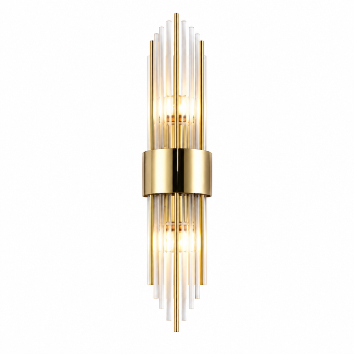 Applique murale LED en acier inoxydable, finition noir et or — vue 1