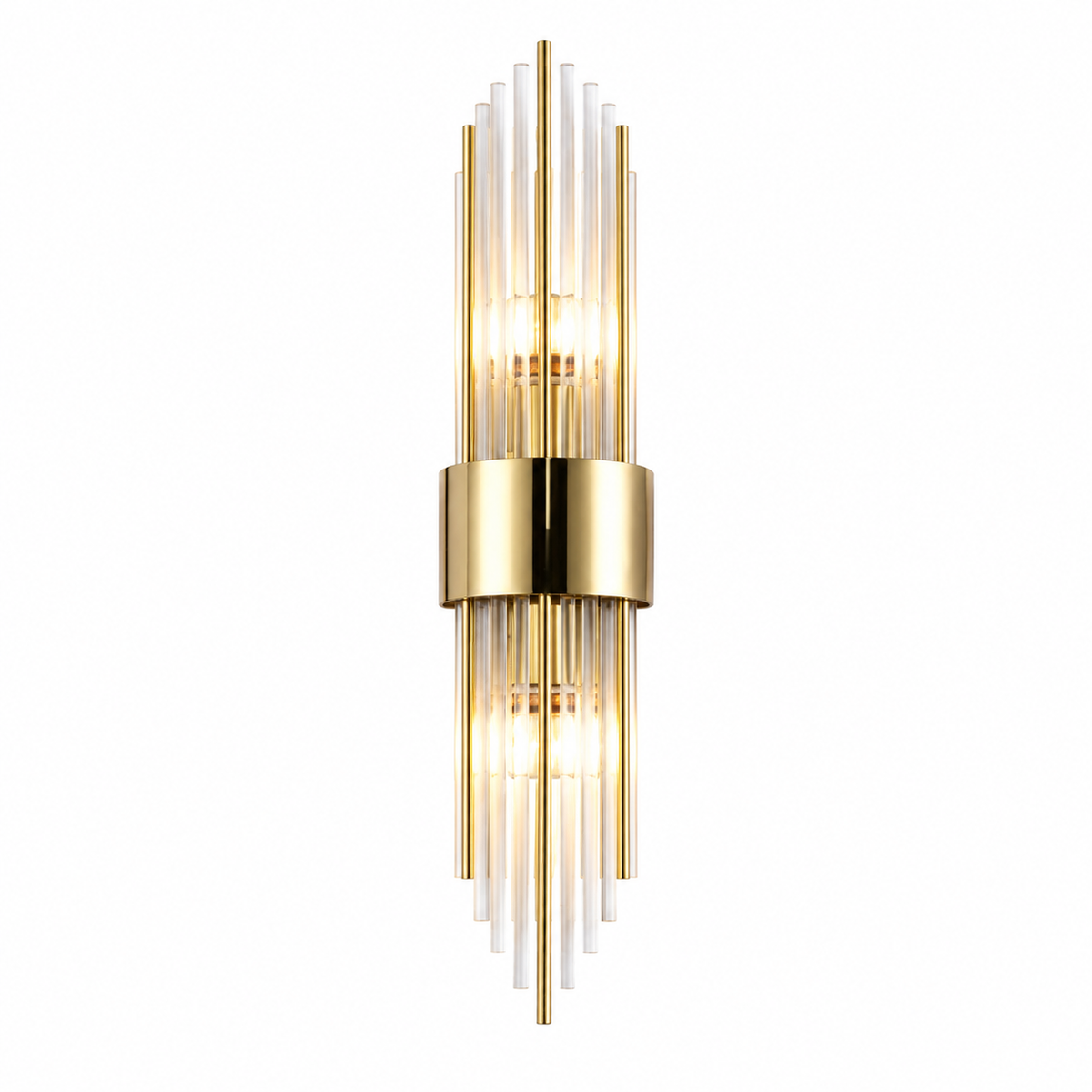 Applique en acier inoxydable et cristal, noir ou or, 2 lumières