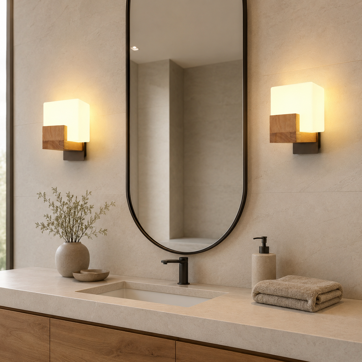 Applique murale carrée en bois, culot G9 — vue 5