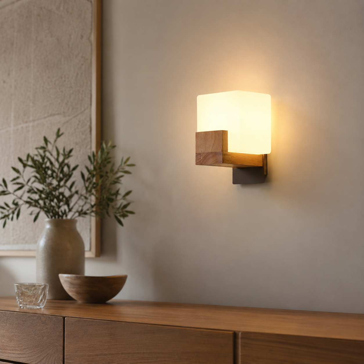 Applique murale carrée en bois, culot G9 — vue 4