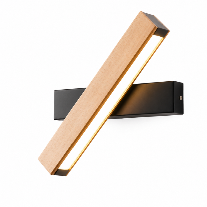 Applique murale en bois massif LED à tête pivotante, style nord-européen — vue 1