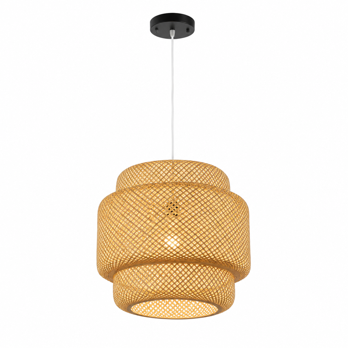 Plafonnier en bambou tissé main, moderne, 30 cm