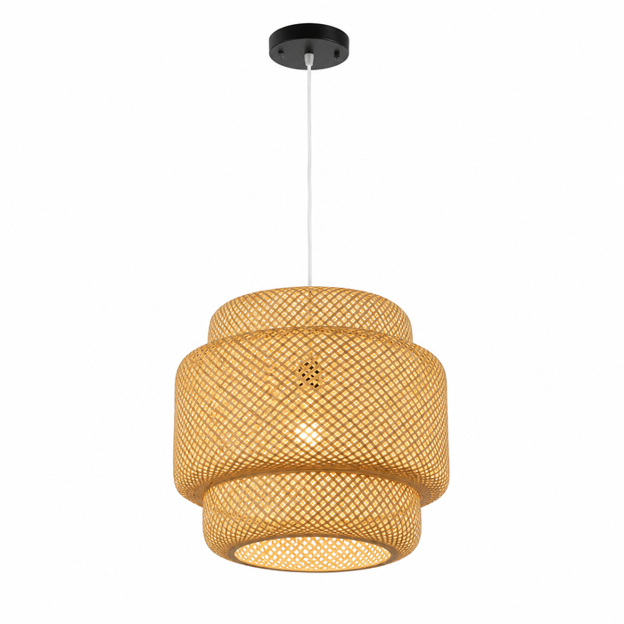 Plafonnier en bambou tissé main, 30 cm — vue 1
