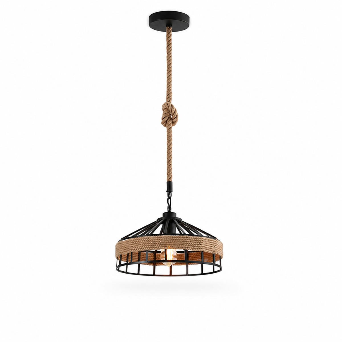 Suspension en corde de chanvre et métal, Ø 30 cm