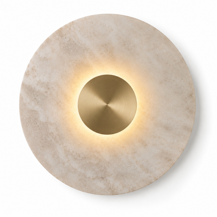Applique murale ronde en marbre naturel et cuivre — vue 1