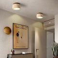 Plafonnier spot en travertin et bois, couloir et entrée, Ø 12 cm #bois-clair