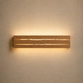 Applique LED en bois craquelé 30 cm, double ligne lumineuse, allumée #30-cm