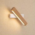 Applique bois massif LED à tête pivotante, socle blanc, allumée #blanc #21-cm