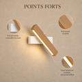 Points forts : tête pivotante, bois massif véritable, ligne lumineuse continue #blanc #21-cm
