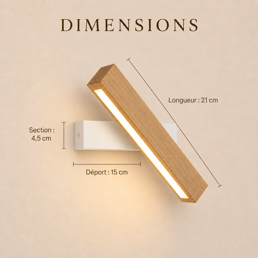 Dimensions : longueur 21 cm, section 4,5 cm, déport 15 cm #blanc #21-cm