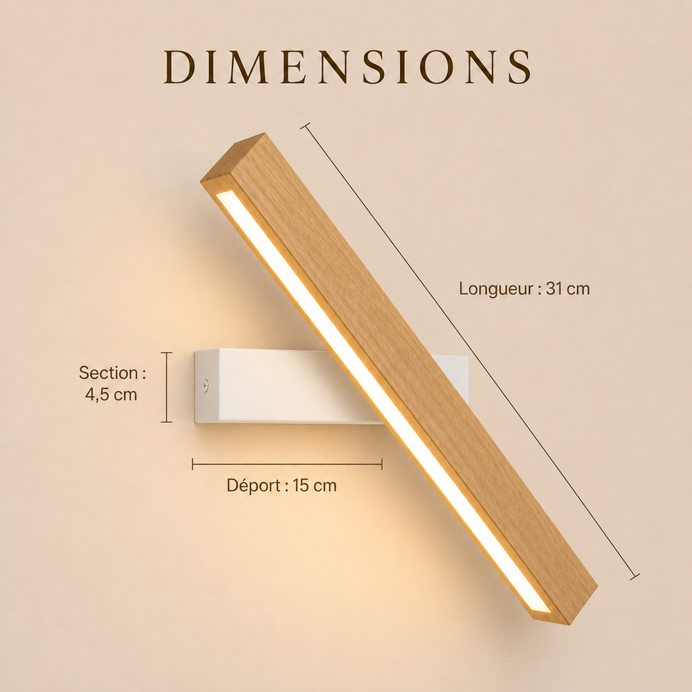 Dimensions : longueur 31 cm, section 4,5 cm, déport 15 cm #blanc #31-cm