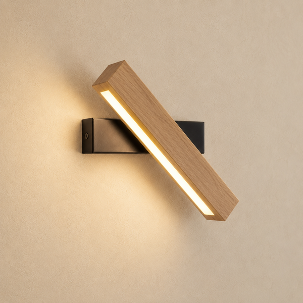 Applique murale chambre, liseuse en bois LED, tête pivotante