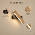 Points forts : tête pivotante, bois massif véritable, ligne lumineuse continue #noir #21-cm