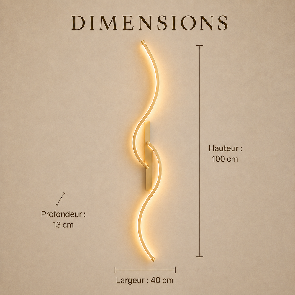 Dimensions : hauteur 100 cm, largeur 40 cm, profondeur 13 cm #100-cm #or