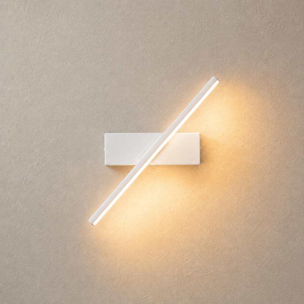 Applique LED pivotante blanche vue de face #blanc