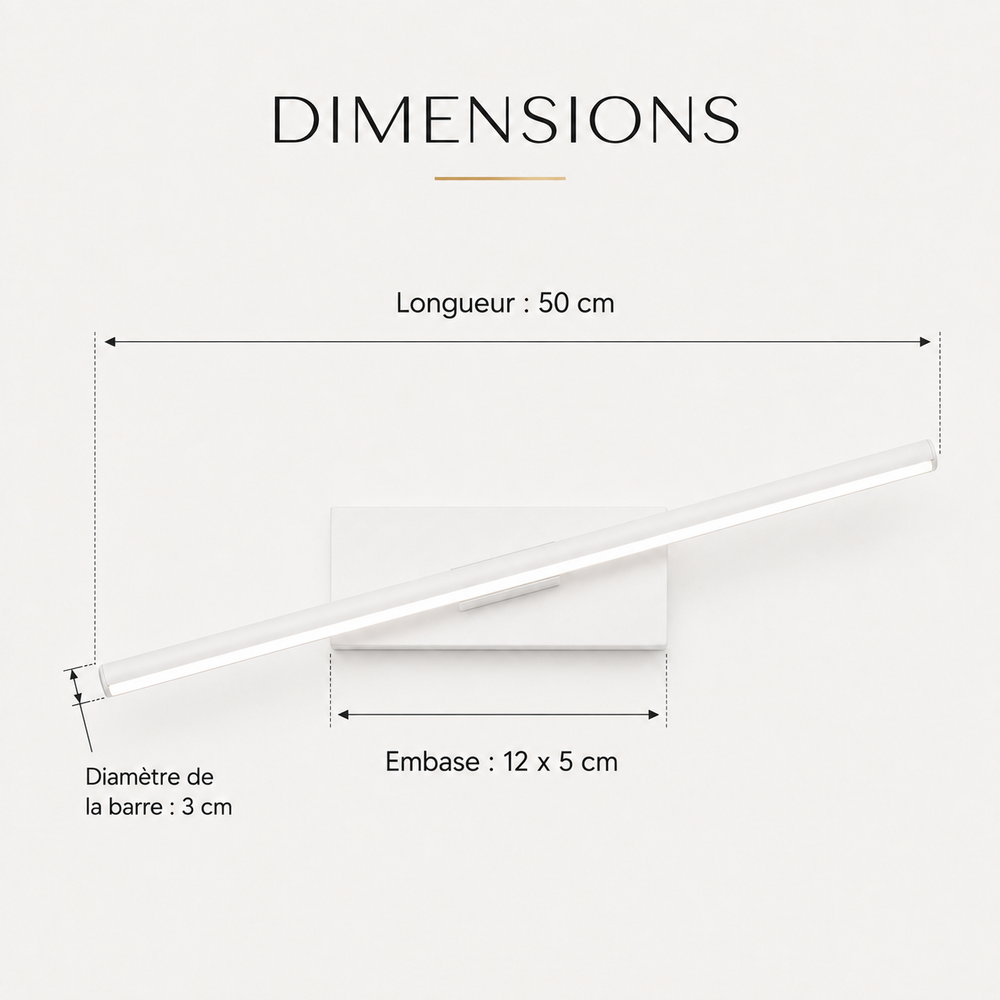 Dimensions 50 cm applique noire #noir #50-cm