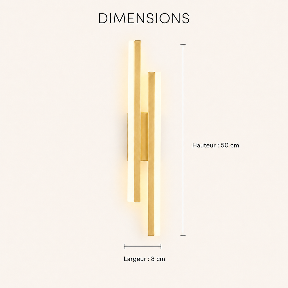 Dimensions 50 x 8 cm applique doree #or