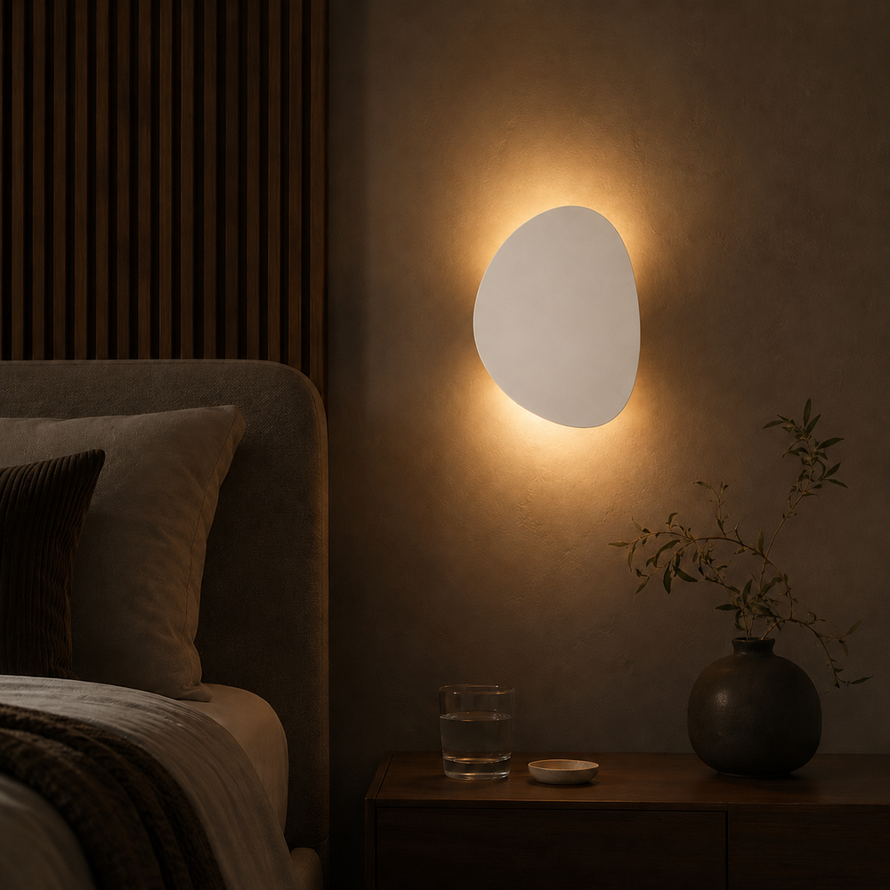 Applique galet blanche ambiance nuit #blanc