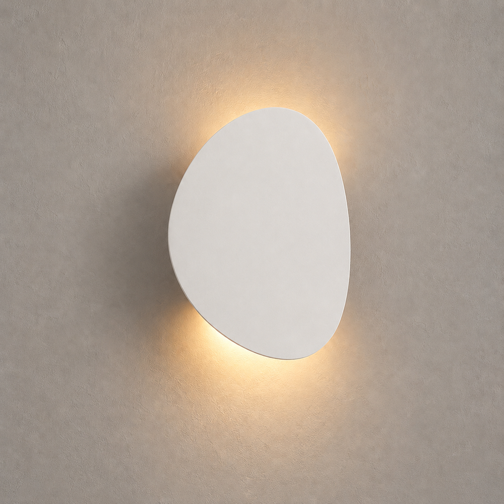 Applique galet aluminium blanc vue de face #blanc