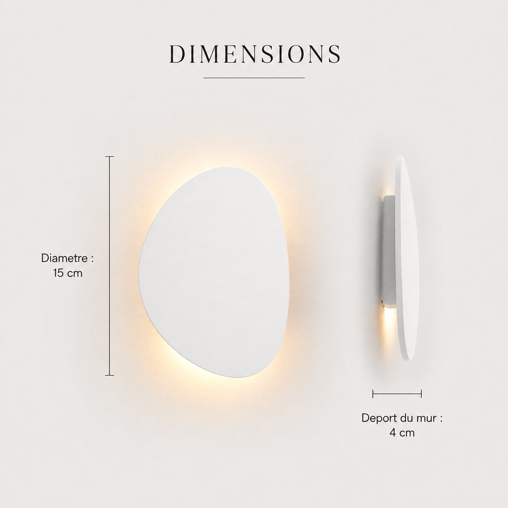 Dimensions applique galet blanche #blanc