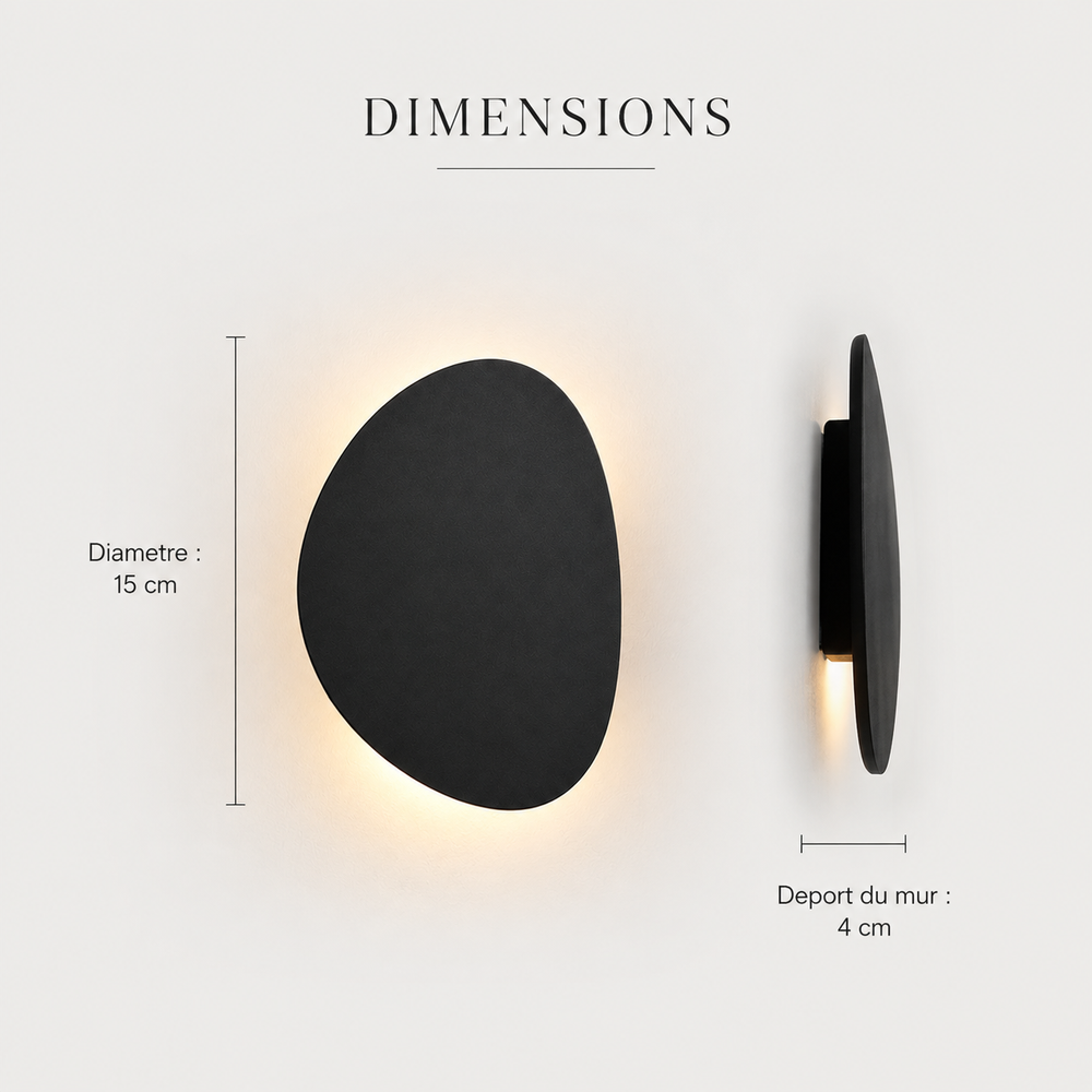 Dimensions applique galet noire #noir