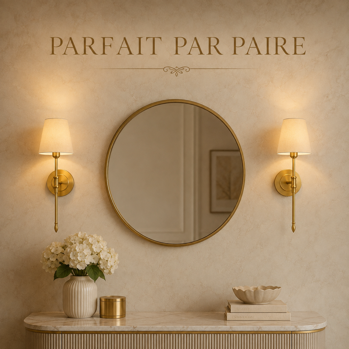 Parfait par paire deux appliques de part et d autre d un miroir