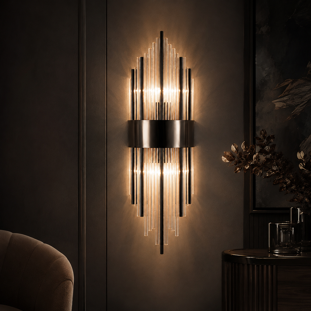 Applique cristal grand modele ambiance nuit #noir-grand-modele