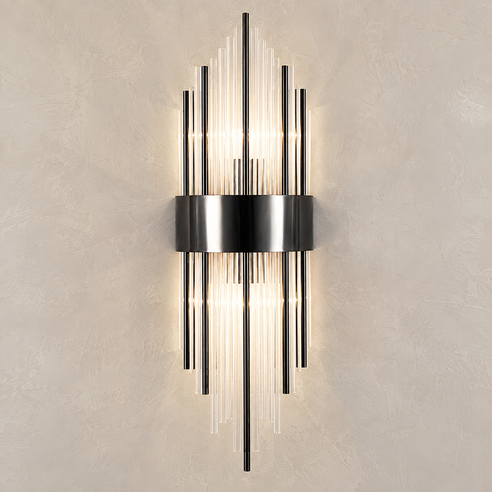 Applique cristal noire grand modele vue de face #noir-grand-modele